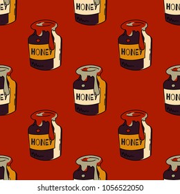 Honey pot seamless pattern. Original design for print or digital media.
