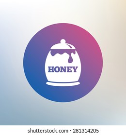 Honey in pot sign icon. Sweet natural food symbol. Icon on blurred background. Vector