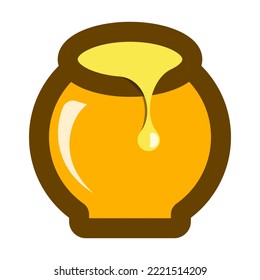 Icono plano vectorial de la olla de miel. Ilustración vectorial del tarro de miel.