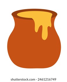 Honey pot. Vector illustration for honey design, beekeeper branding, industry.