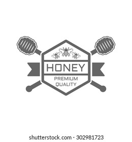 Honey premium product isolated vector label template on white background