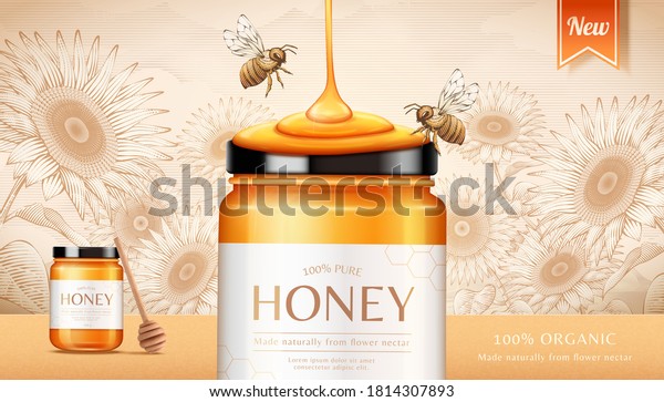 Honey Product Package Design Honeybees Liquid Stock Vector (Royalty ...