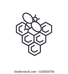 Honey production black icon concept. Honey production flat  vector symbol, sign, illustration.