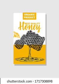 Honey production cards. Identity for a company producing bee honey. Beekeeping poster.