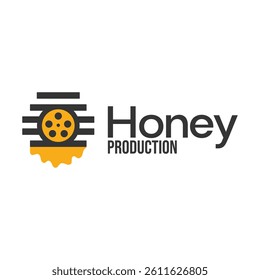honey production flat minimalist logo design