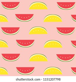 Honey and red watermelon pattern background. Pastel fruit background.