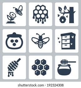 Honey related vector icons set