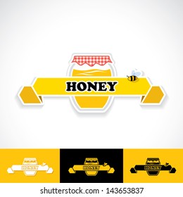 Honey ribbon label - vector illustration