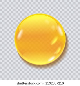 Honey round drop vector illustration isolated on transparent bacground. Liquid drop for food package, cosmetic desidn