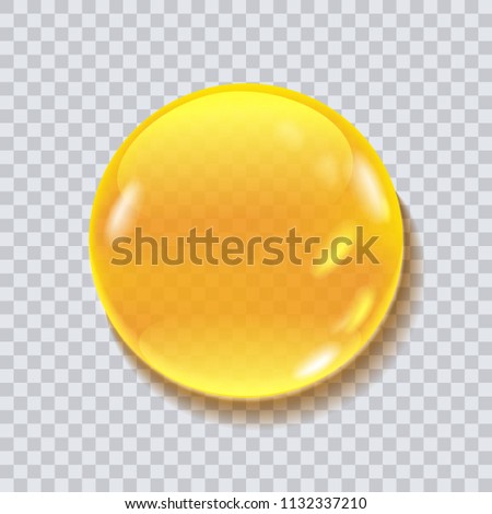 Honey round drop vector illustration isolated on transparent bacground. Liquid drop for food package, cosmetic desidn