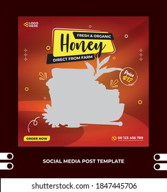 Honey sale social media post or square banner design template