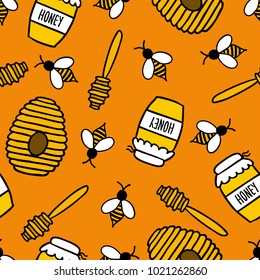 honey seamless doodle pattern