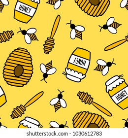 honey seamless doodle pattern
