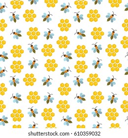 Honey seamless pattern. Beekeeping endless background, texture. Vector illustration