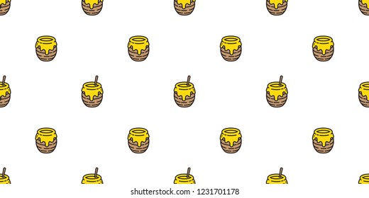 honey seamless pattern vector bear bee polar bear bakery bake jam food scarf isolated cartoon illustration tail background repeat wallpaper