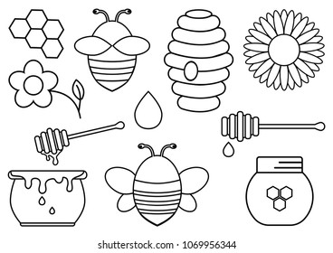 Honey Set Black Silhouettes Vector Illustration Stock Vector (Royalty ...