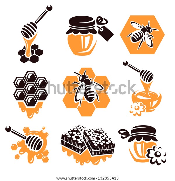 Honey Set Vector Stock Vector (Royalty Free) 132855413