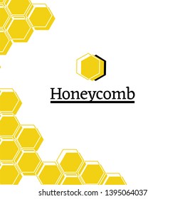 Honey shop flat vector logo illustration. Eco products store. Geometric honeycomb drawing. Pollination, beehive creative print. Hexagonal shape isolated clipart. Packaging, branding concept