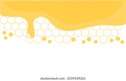Honey sign with hexagon grid cells and honey drop on white background vector.