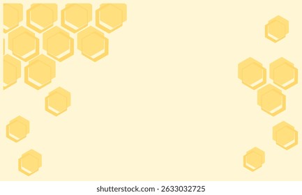 ฺBeehive honey sign with hexagon grid cells on yellow background vector.