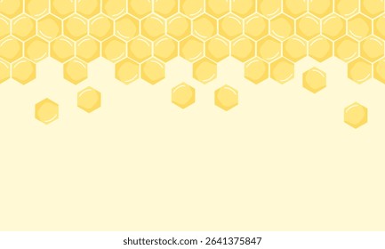 Honey sign with hexagon grid cells on yellow background vector.