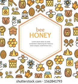 Honey Signs Design Round Design Template Line Icon Frame or Border Concept. Vector illustration of Service Ad