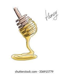 Honey, Sketch For Your Design. Vector Illustration