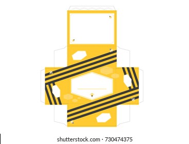 Honey soap packaging design template for printing inspired by honey bee