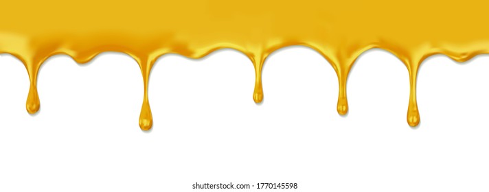 Honey splash dripping sweet drops. Vector design of dropping honey syrup for desserts or cafeteria and patisserie cakes and cookies

