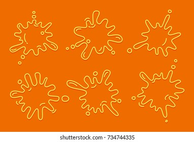 Honey Splashes Collection. Vector Illustration.