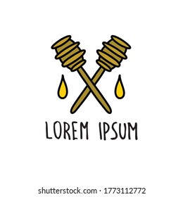honey spoon doodle icon, vector illustration