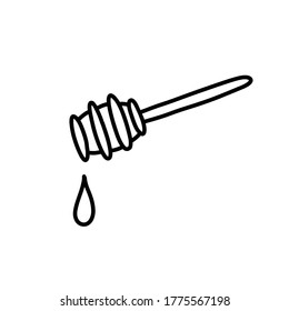 honey spoon doodle icon, vector illustration