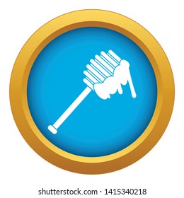 Honey spoon icon blue vector isolated on white background for any design