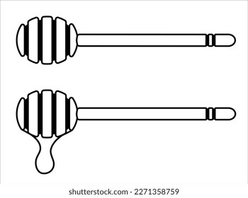 Icono de cuchara de miel. La miel fluye de la cuchara. Ilustración vectorial. Símbolo. Logo de la cuchara de miel. Esquema. EPS 10