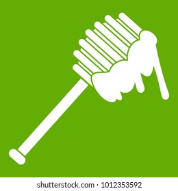 Honey spoon icon white isolated on green background. Vector illustration