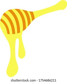 Honey spoon, illustration, vector on white background