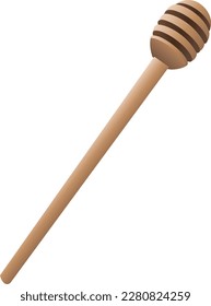 Honey spoon isolated on transparent background, vector