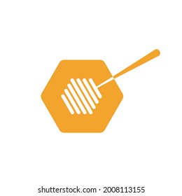 Honey spoon logo. Advertisement for honey. Graphic Design. Bee's honey