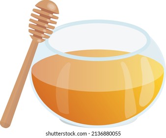 Miel con ilustración aislada de vector cuchara 