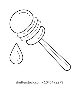 Honey spoon vector line icon isolated on white background. Honey dripping from dipper line icon for infographic, website or app.