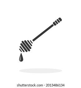 Honey Spoon Wooden Dipper Black Icon Vector illustration