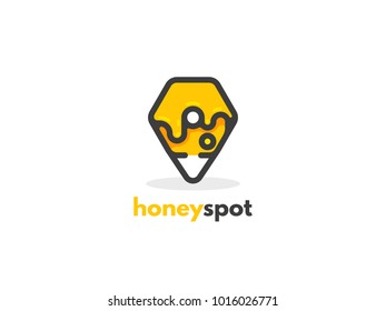 Honey spot logo icon design. The concept for the industry sales and production of honey, breeding and keeping bees. Flat line vector illustration.