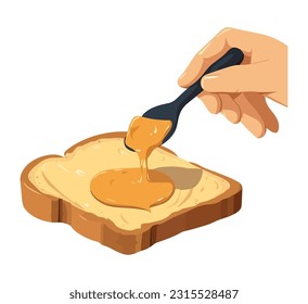 honey spread on bread over white