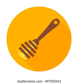 Honey stick circle icon. Vector illustration of spoon.