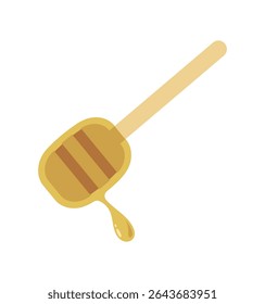 honey stick with honey dripping flat style illustration