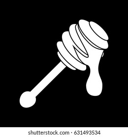 Honey Stick with Dripping Honey Icon Symbol Design. Vector illustration isolated on black background. Flat  icon for apps and websites
