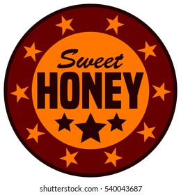 Honey Sticker, Vector Illustration isolated on White Background.