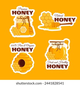 Honey Store Label Flat Cartoon Hand Drawn Templates Background Illustration