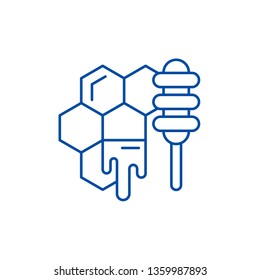 Honey store line icon concept. Honey store flat  vector symbol, sign, outline illustration.
