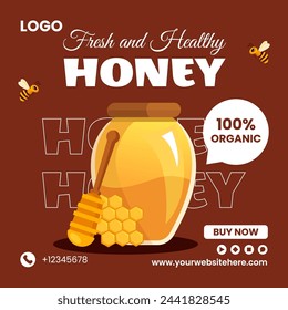 Honey Store Social Media Illustration Flat Cartoon Hand Drawn Templates Background